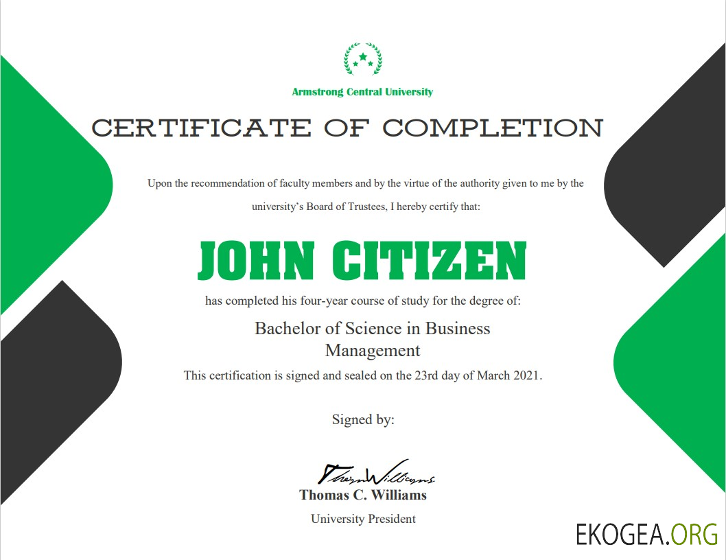 Certificat d'achèvement universitaire aux États Unis